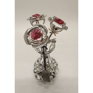 MATASHI CHROME PLATES SILVER FLOWERS BOUQUET and Vase Unique See!